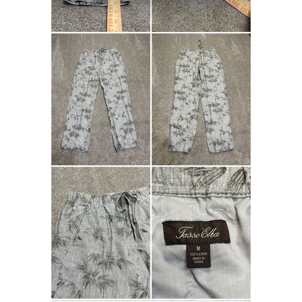 TASSO ELBA ISLAND Womens DRAWSTRING PANTS sz medium gray tropical trouser